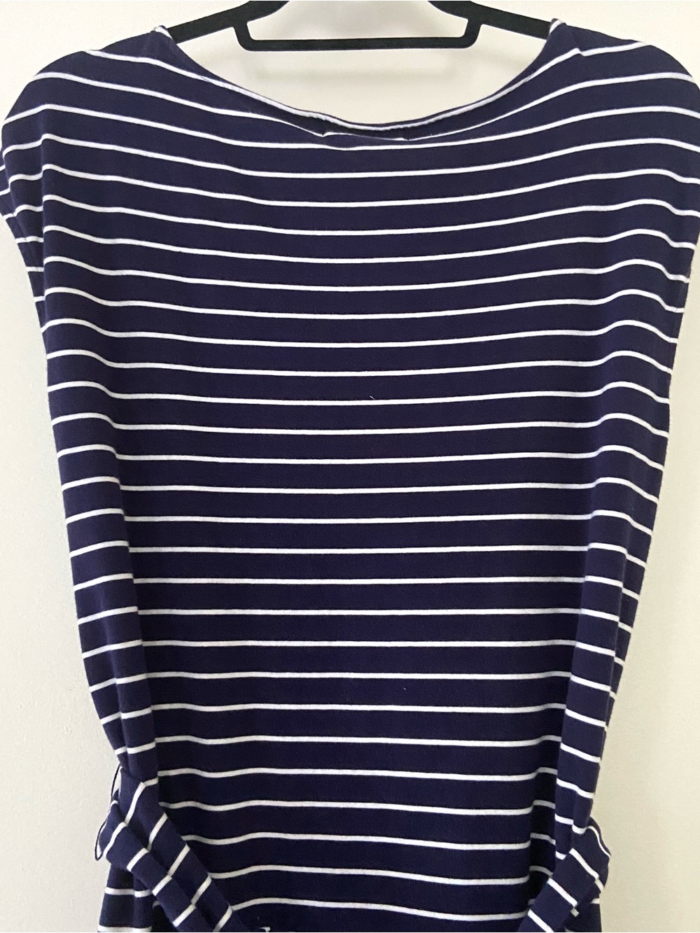 Lauren Ralph Lauren Navy Striped Dress Size Large Belted Nautical Coastal Preppy - Picture 7 of 9